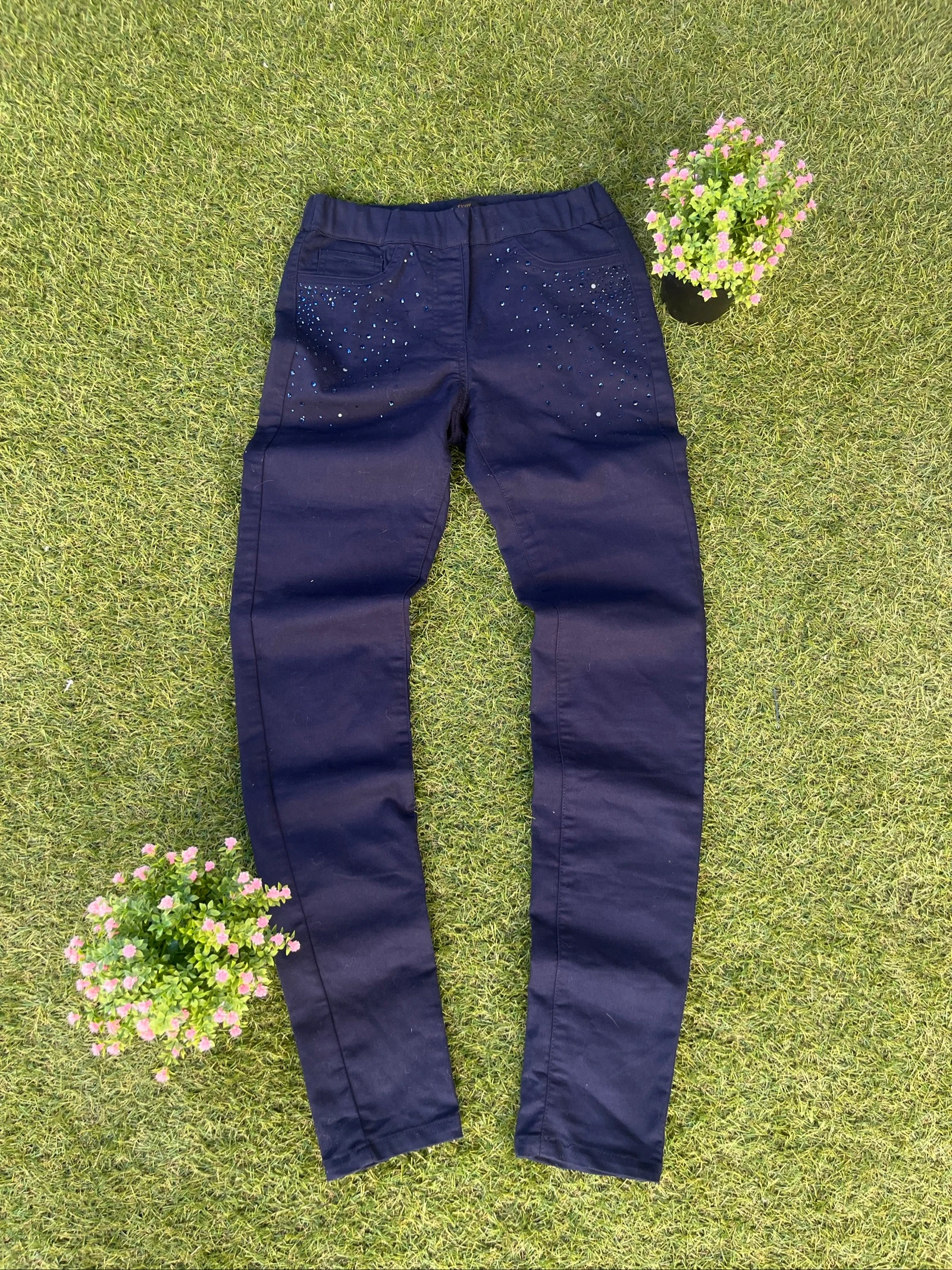 Pantalón Negro Elogy con Brillantes | Skinny | Talla XS